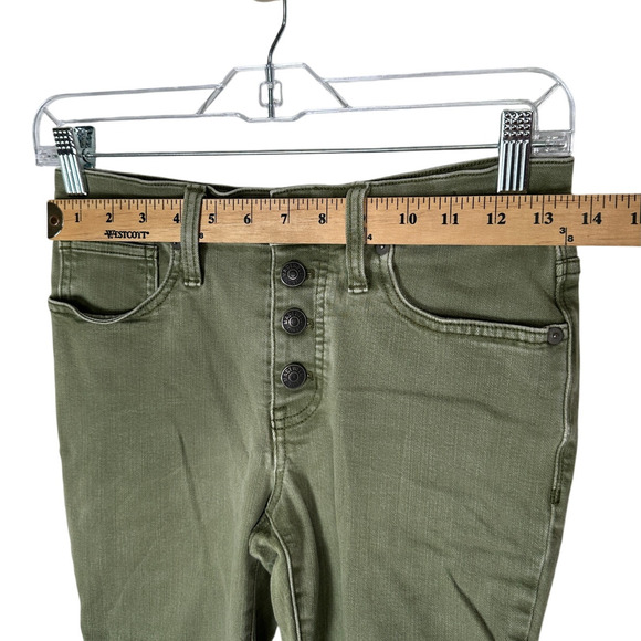 Madewell 26P Mid-Rise Skinny Cropped Jeans Button Front Stretch Denim Army Green - Picture 5 of 9